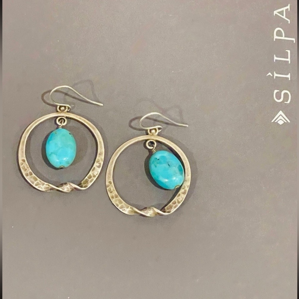 Silpada Silver Earrings with turquoise Stone